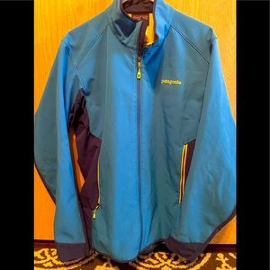 Patagonia Men's Softshell Polartec Windbloc Blue Full Zip Jacket Size L Large